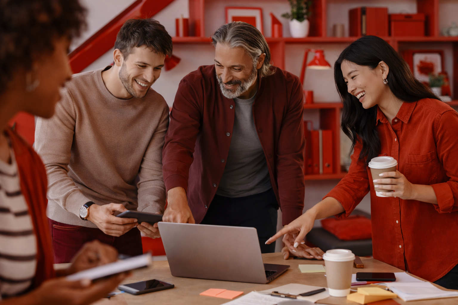 Team collaborating to build a business